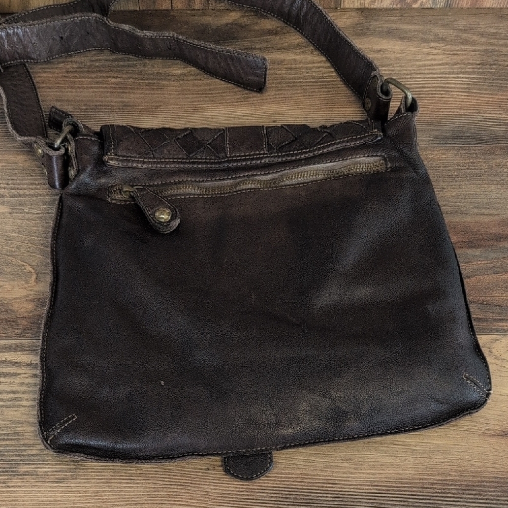 Civico 93 Brown Bohemian Woven Leather Flap Crossbody Bag           c159 - Picture 3 of 8